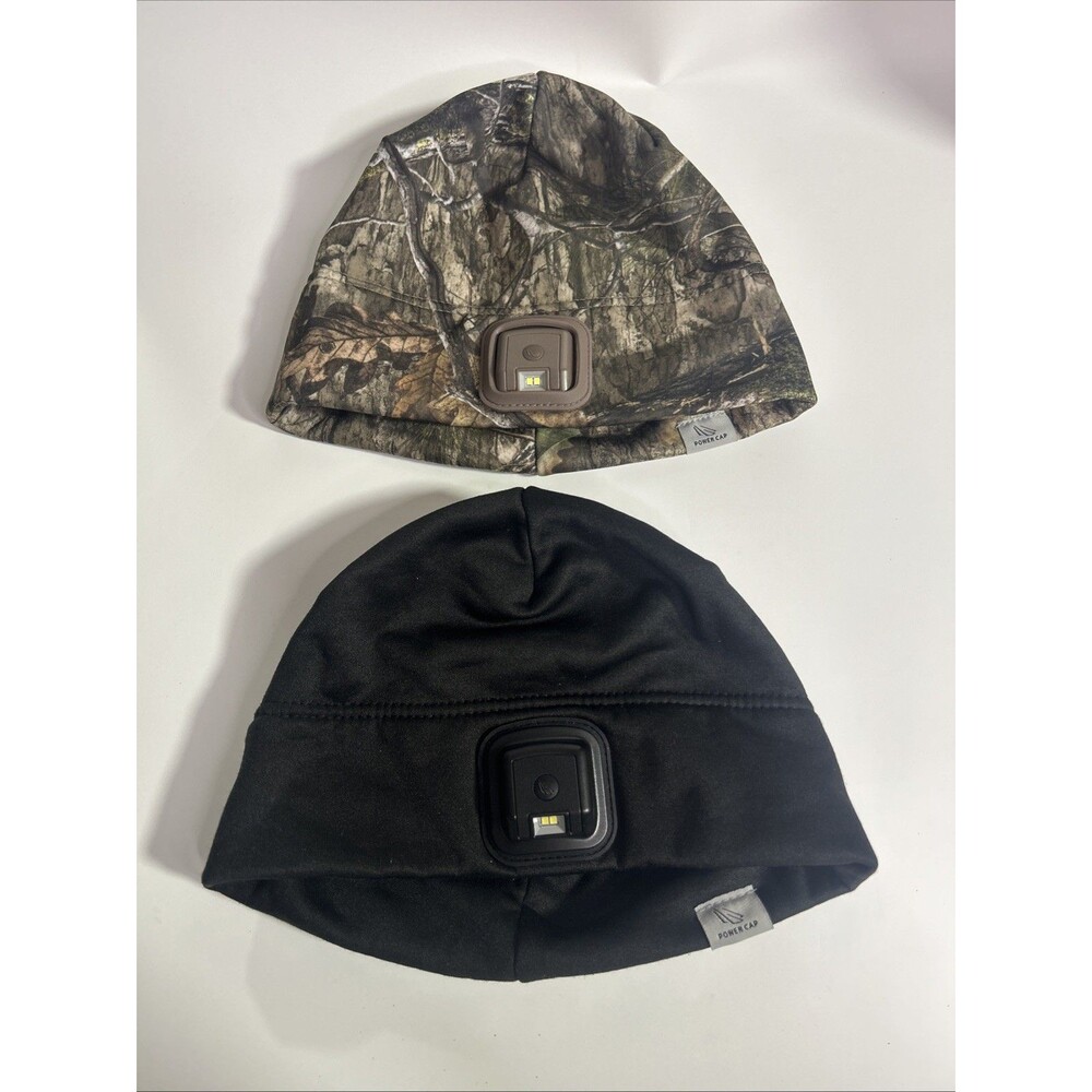 Lot of 2 Panther Vision Headlamp Beanie Hat Power Caps LED Black Camo One Size